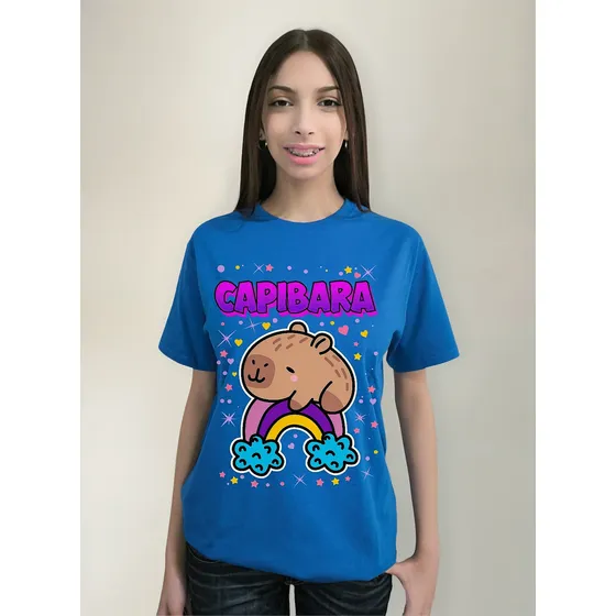 Polera Manga Corta Capibara Arcoiris Cod 001
