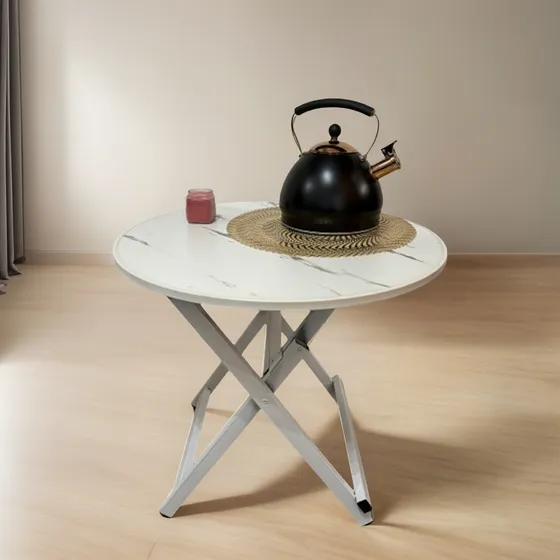 Mesa Ratona De Decoracion Mdf Plegable + Patas Metalicas