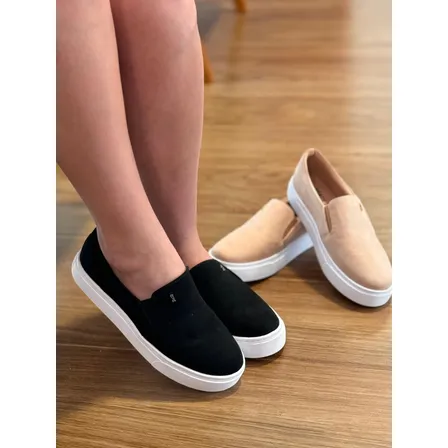 Tênis Slip On Feminino Santa Lolla Suede Nude E Preto - 01ac Suede Preto 36,0 Br