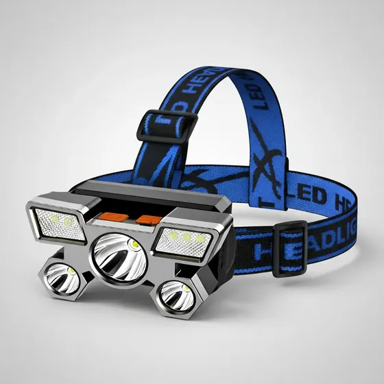 Linterna Minera Vincha Recargable Usb 9 Led Frontal Potente Blanco Negro