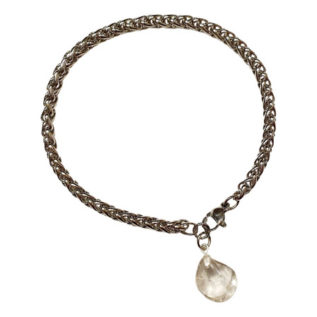 Pulsera Acero Quirúrgico Con Piedra Natural Cuarzo Cristal Pulsera Acero Quirúrgico Con Piedra Natural Cuarzo Cristal