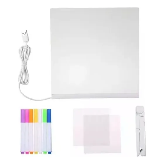 Pizarra Mágica Led 20x30 Cm Soporte + 7 Marcadores Importado Transparente