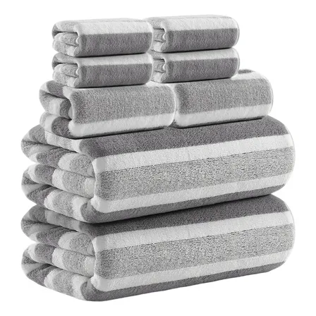 Kit 8 Peças Toalhas De Banho Rosto E Mão Macias Absorventes Cinza - 8 Unidades