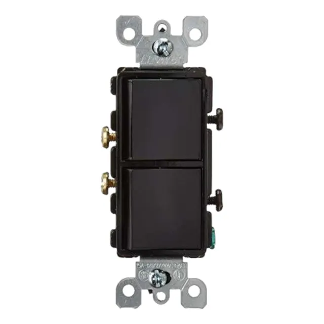 Interruptor Doble Negro Leviton Decora 5634-e