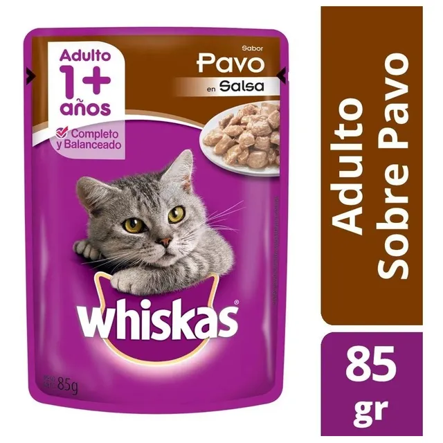Whiskas Sobrecitos Pouch Sabor Pavo 85 Grs. X 12 Unidades