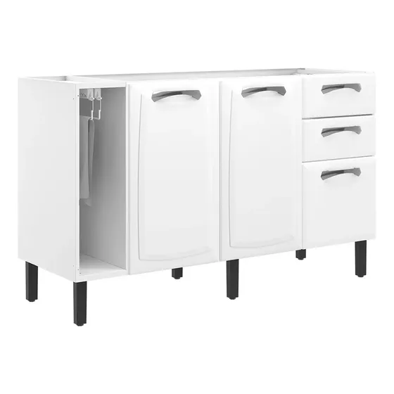 Gabinete Bancada Cozinha 1,40cm Multiuso 2 Portas 3 Gavetas