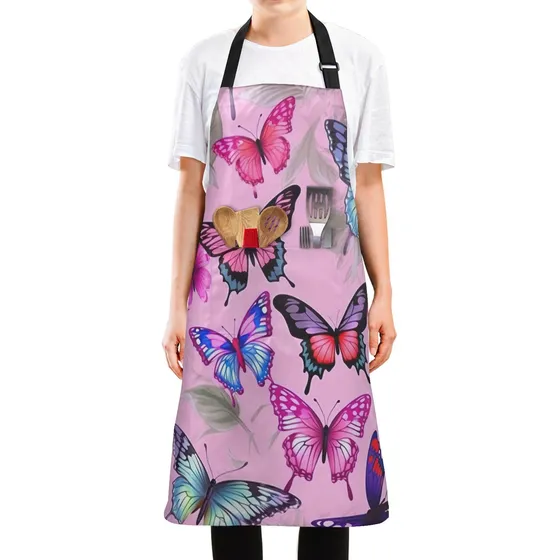 Delantal Peto Mariposa Para Mujer Hombr Cocina Largo Cuello