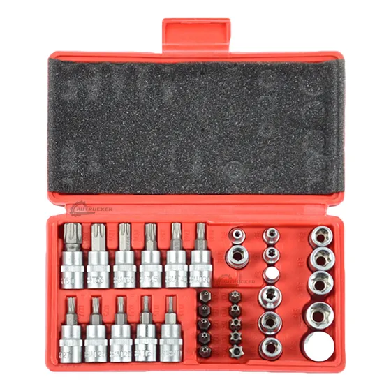 Juego De Dados Y Puntas 3/8 Torx, 34 Pz, Hembra Y Macho