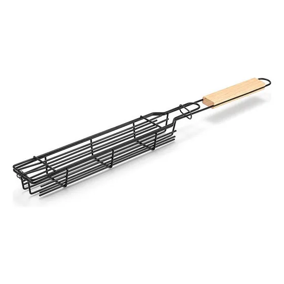 1 Gaiola Para Churrasco Com Cabo De Madeira Para Uso Externo