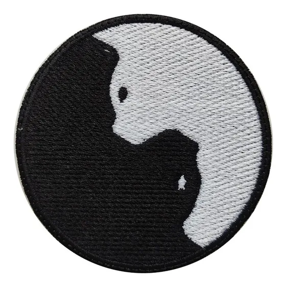 Parceh Bordado Yin Yang Cats Gatos Blancos Y Negros Simples 