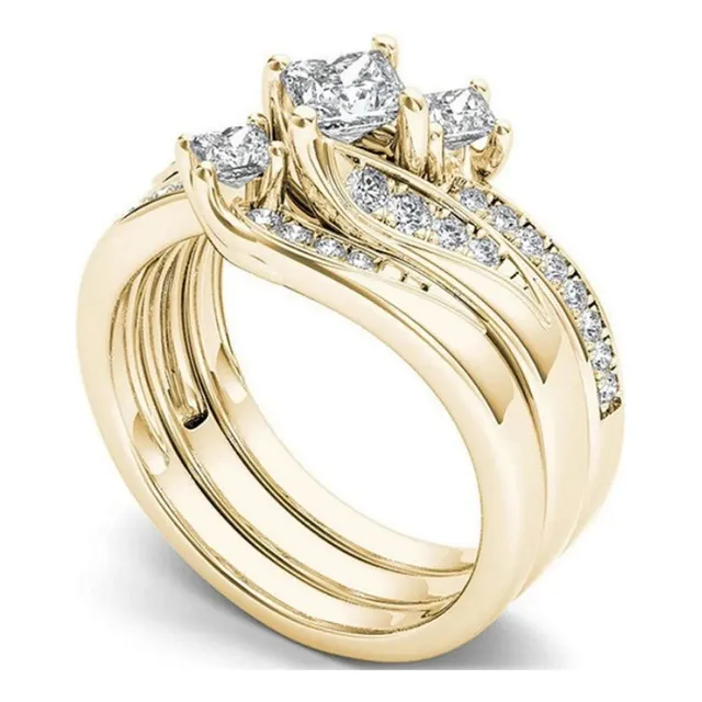 Anillo Chapado En Oro De 18 Quilates - Piedras De Zirconita