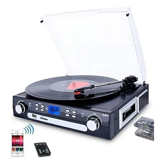 Tocadiscos Digitnow, Bluetooth / Usb / Sd, 3 Marchas, Negro