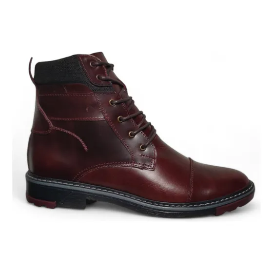 Bota Hombre Cuero Ref. Cumbre Coñac, Negro, Vino Y Esmeralda