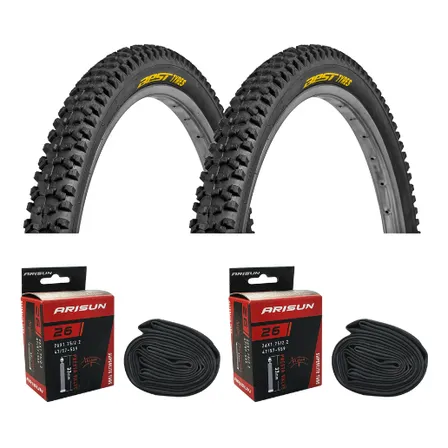 Pack 2 Neumaticos Bicicleta Best Aro 26 X 2.50  + Camaras