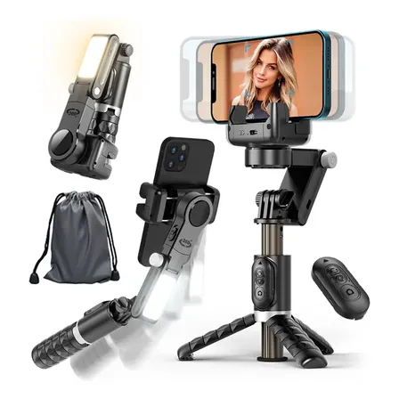 360 Graus Selfie Stabilizer Gimbal Para Celulares Com Tripé Preto