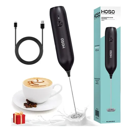 Batidor Revolvedor De Café Espumadero Leche Recargable Hoso Color Negro Frecuencia 60