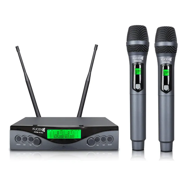 Micrófono Inalámbrico De Mano 2 Canale Uhf Dinámico Sistema 