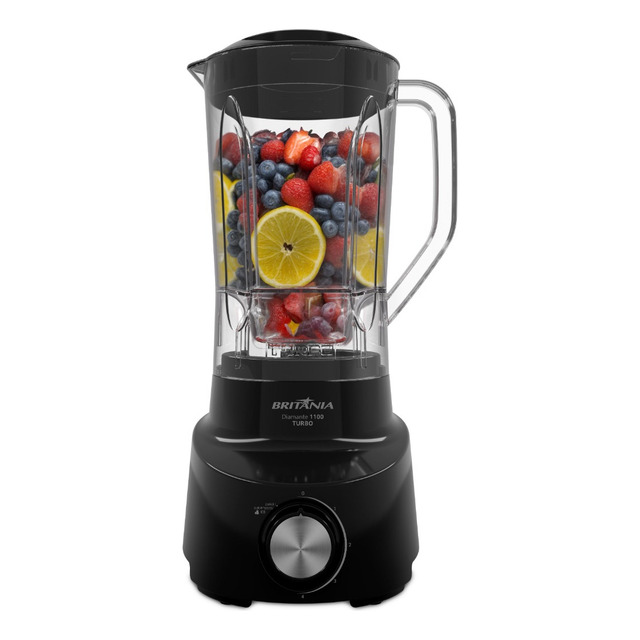Liquidificador Britânia 2,6l 4 Velocidades Preto Diamante 1100 127v Liquidificador Britânia 2,6l 4 Velocidades Preto Diamante 1100 127v