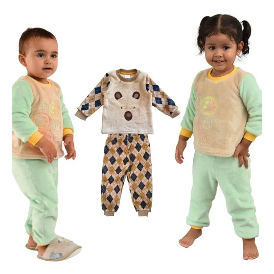 Kit 2 Pijamas Infantis Unissex Inverno Soft Peluciado/plush