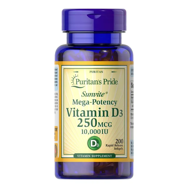 Vitamina D3 10000iu Puritans Pride 200 Softgels Import Usa