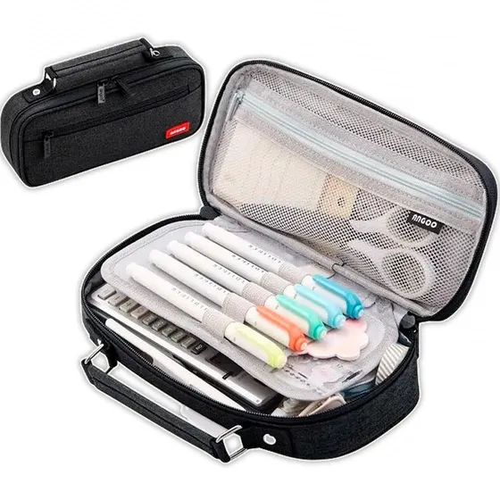 Estojo Liso Com 2 Divisórias Alca Interna Necessaire Escolar