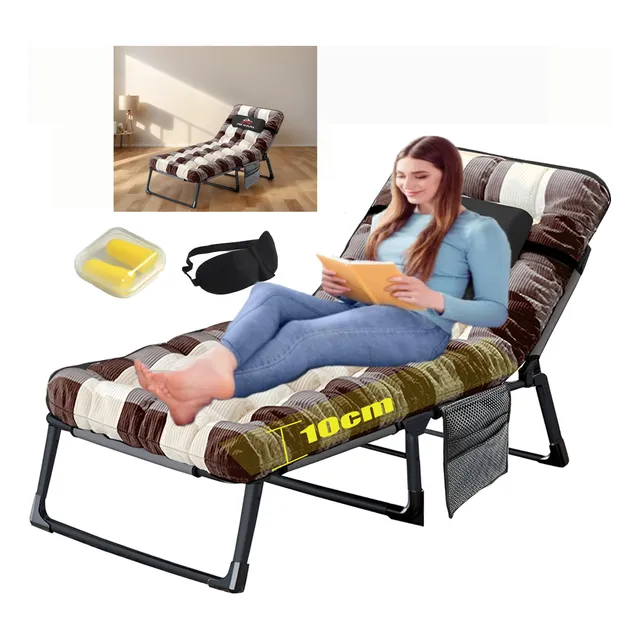 Catre Plegable Premium Colchón Grueso10cm Respaldo 4 Ajustes