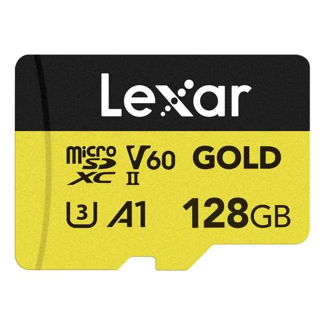 Lexar 128gb Professional Gold Micro Sd Card Uhs-ii C10 U3 V60 A1 Full Hd 4k Uhd Up To 280/180 Mb/s For Drones Action Cameras Portable Gaming Devices lmsgold128g-bnnng