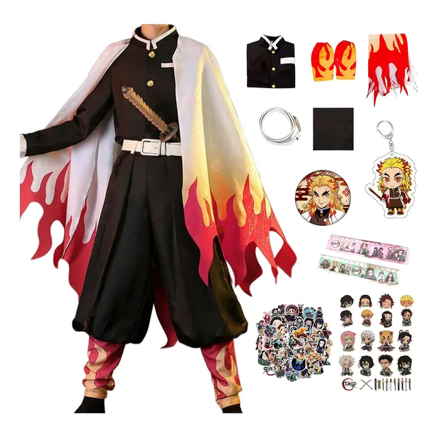 Demon Slayer Anime Cosplay Disfraz Demon Slayer Shinobu Kimono Rengoku Kyoujurou Con Adorno 62pcs