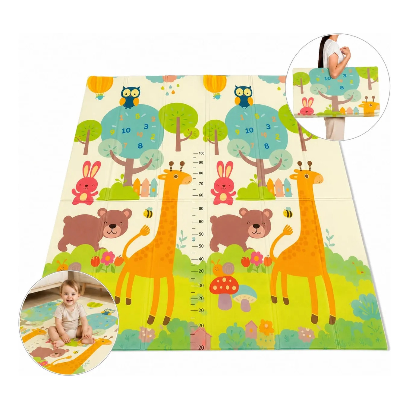 Tapete De Atividades Emborrachado Infantil Dobrável 180x150