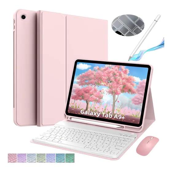 Funda Teclado Iluminado Mouse Para Galaxy Tab A9 Plus X210