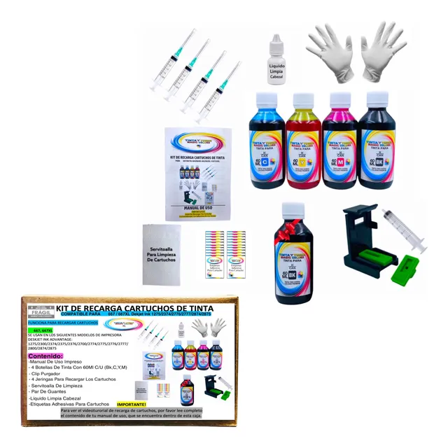 Kit De Recarga Para Cartucho Hp 667 2374/2775/2874/2875 60ml