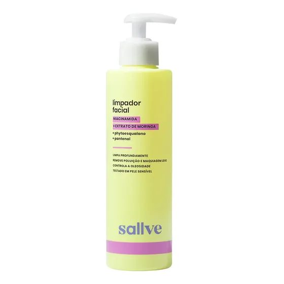 Limpador Facial Gel-espuma Com Niacinamida Extrato de Moringa e Livre de Sulfatos 300ml Sallve