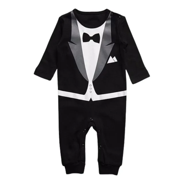 Terno Enterizo Bebe Elegante Negro Algodon