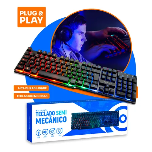 Teclado Gamer Semimecânico Hayom TC3204 Luz RGB Antighosting