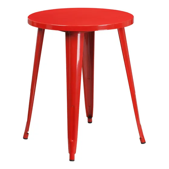 Mesa Redonda Metal Rojo 24.0 In Para Interior Exterior