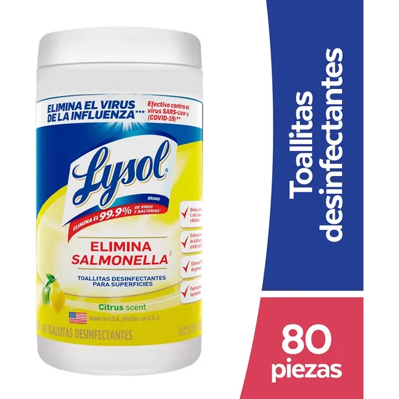 Lysol® Toallitas Desinfectantes Para Superficies Citrus 80pz