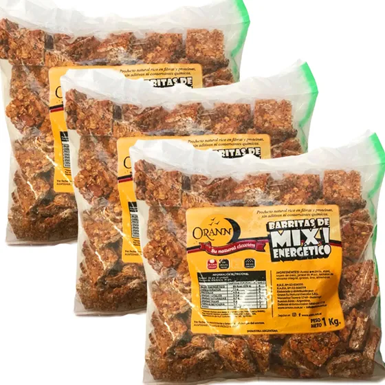 Combo X3 Barritas Mix Energético Orann 1 Kg Apto Vegano