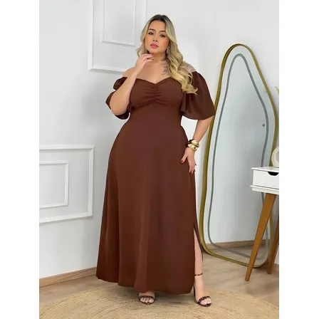 Vestido Feminino Longo Plus Size Festa Chique Elegante Luxo