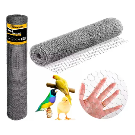 Tela Pinteiro Galvanizada Cercado Leve E Resistente 1,00x50m Prateado