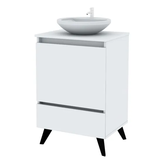 Vanitory De Pie Con Cajon Y Puerta Moderno Hogar Calidad Cantidad De Agujeros Para Grifería Sin Agujeros Mueble Blanco