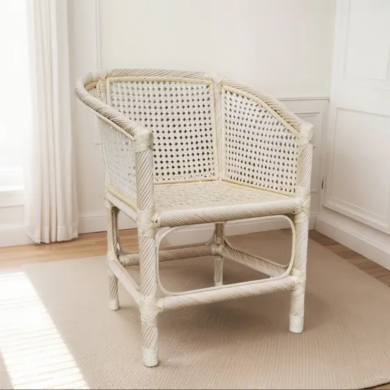 Sillón Esterilla De Mimbre Blanco Hermoso!!