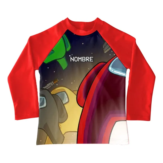 Playera Sudadera Para Playa Piscina Among Us Niño Personaliz