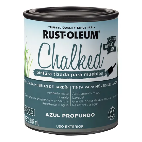 Pintura Tizada Exterior Chalked Muebles De Jardín Rust Oleum Color Azul Profundo Mate