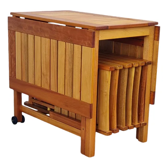 Mesa Libro Plegable Con 6 Sillas Tijera Plegables