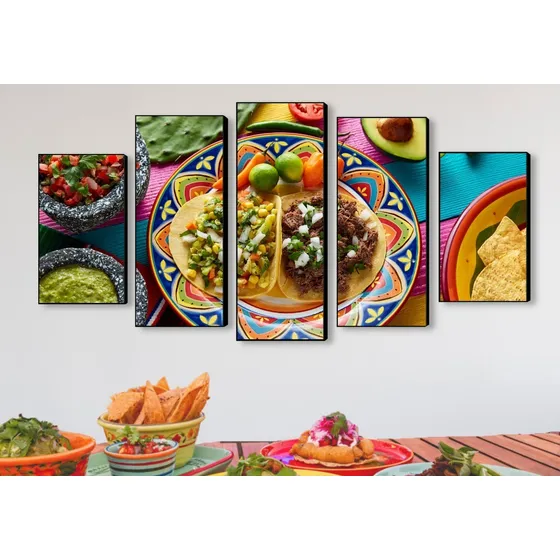 Cuadros En Bastidor Quíntuple Para Taquería. 150x80 Cm