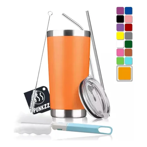 Vaso Térmico Portátil De Acero Inoxidable 20oz Con Calor/frí/ Corlor Naranja Punkzz