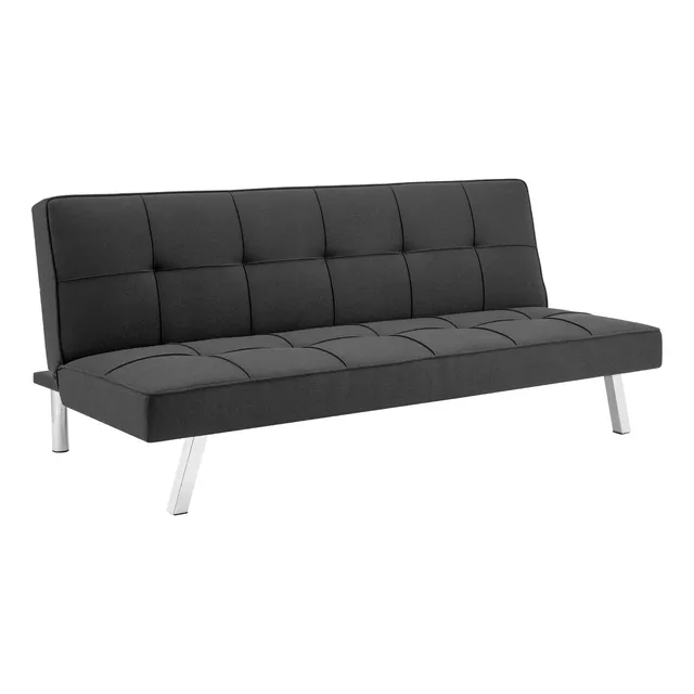 Sillón Sala Sofá Cama Reclinable Vega 3 Personas Minimalista Tapizado Poliéster Estructura de Madera Gris KingsHouse
