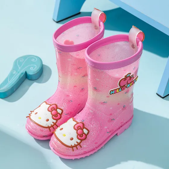 Botas De Chuva Infantis Cristal Sanrio De Cano Médio E Baixo