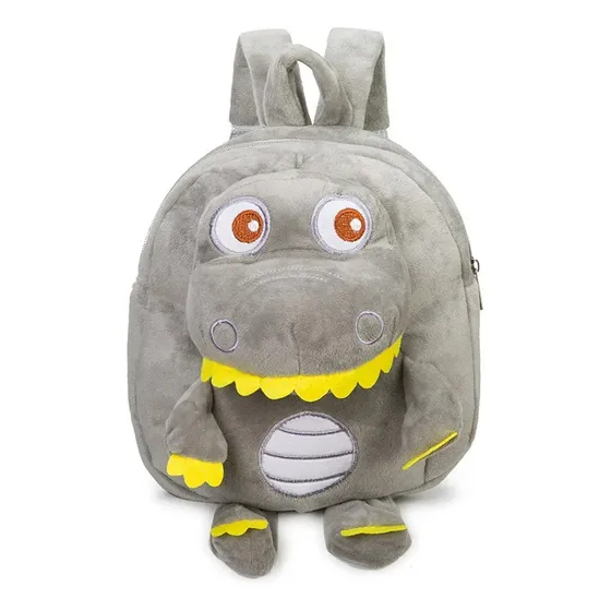 Mochila Mochilita Infantil Dinosaurio Escolar Niño Peluche Gris