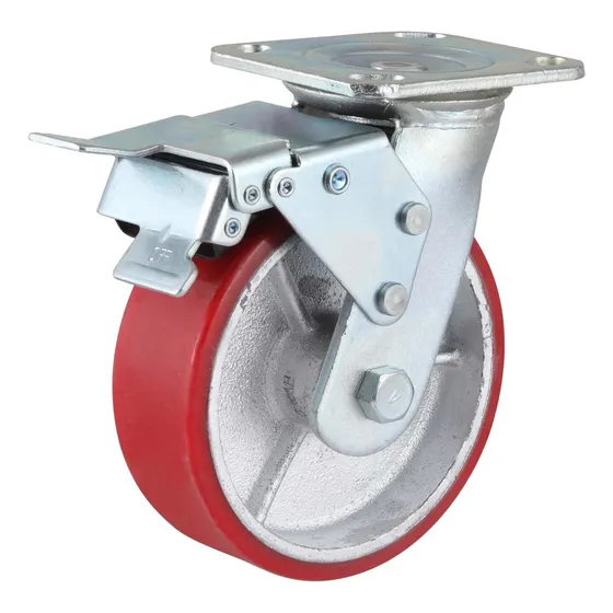 Rueda Gira C/freno Poliuretano De 8'' 200x45mm Carga Pesada